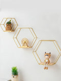 Houston Geometric Hexagonal Wall-Mounted Metal Floating Shelves