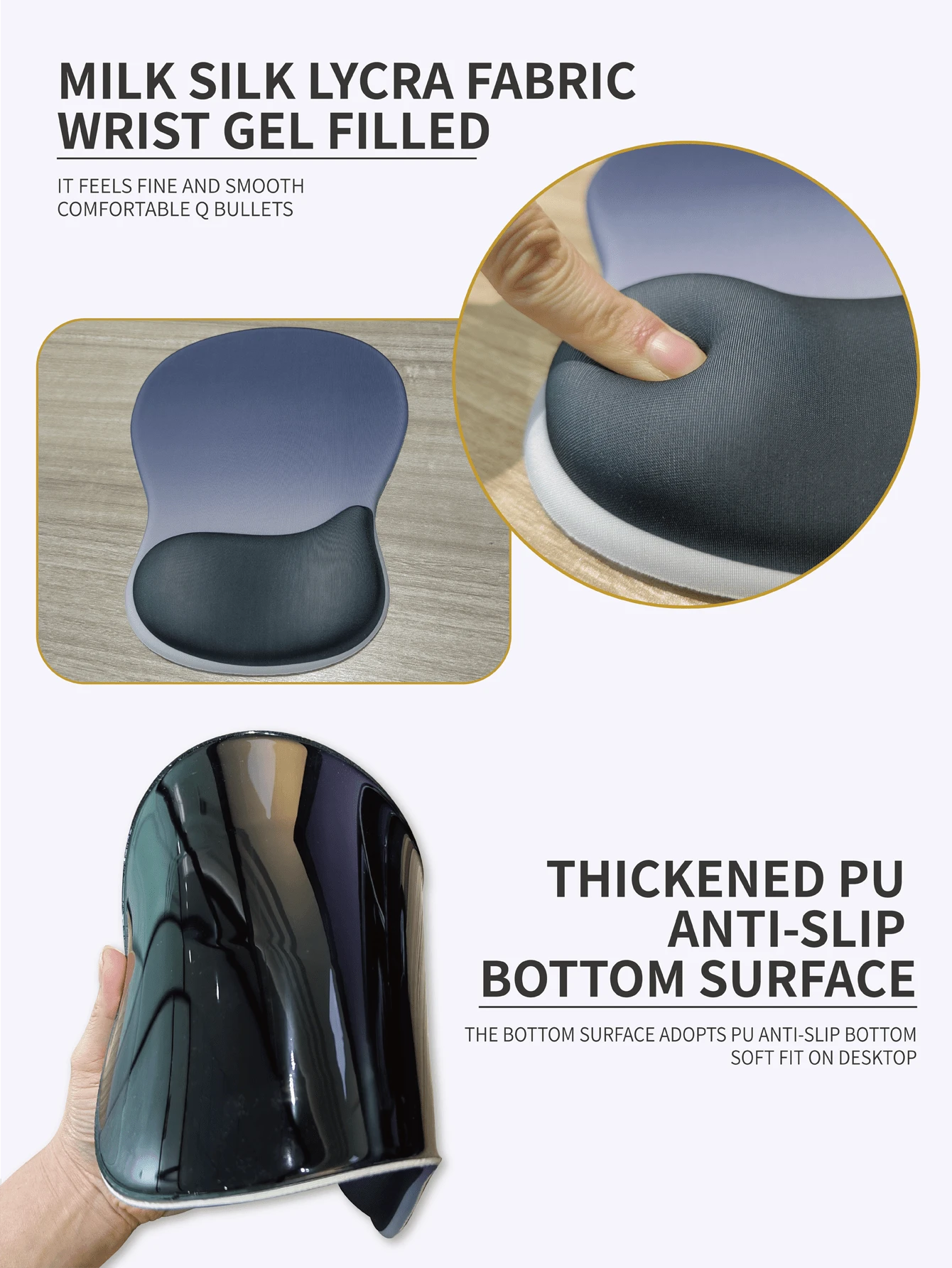 Los Angeles Professional Ergonomic Fabric Mouse Pad with Curved Wrist Guard