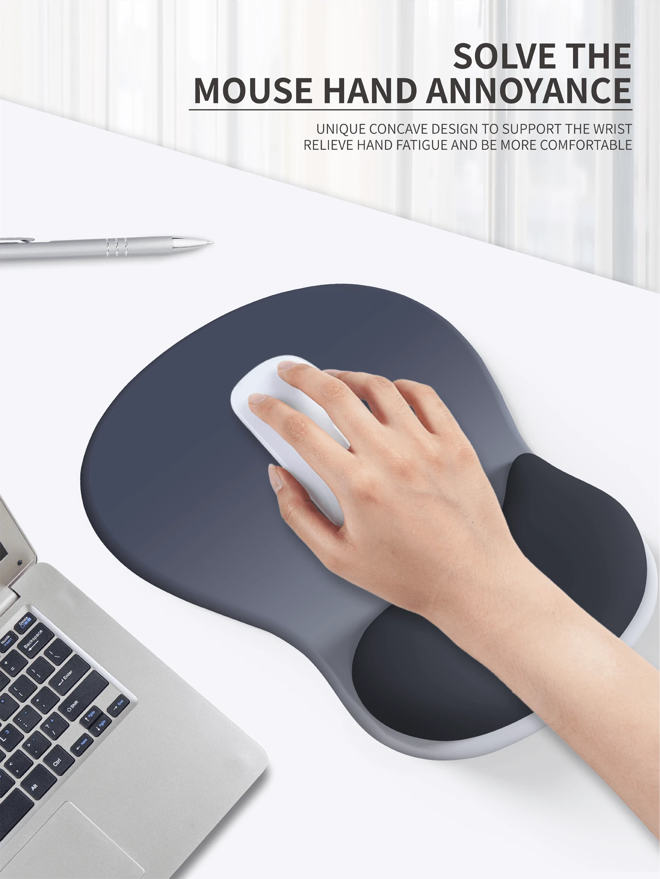 Los Angeles Professional Ergonomic Fabric Mouse Pad with Curved Wrist Guard
