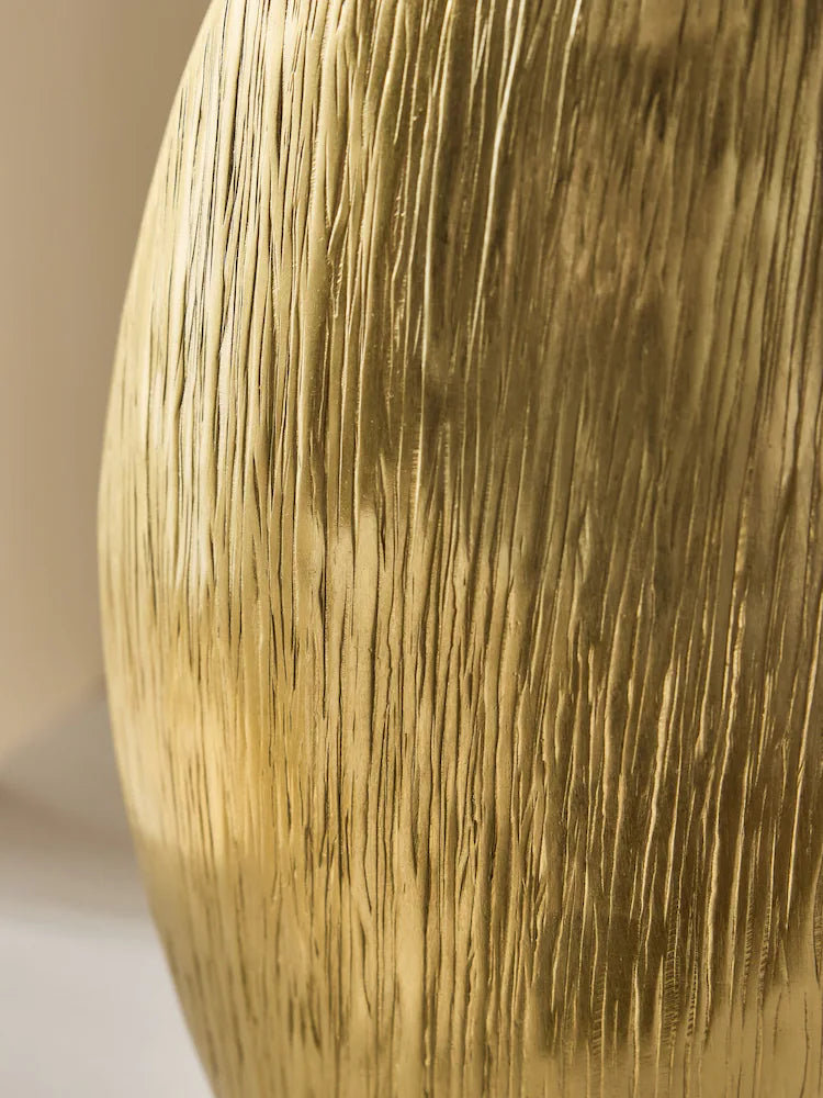 Textured Gold Oval Vase - Modern Brushed Finish Decorative Vessel