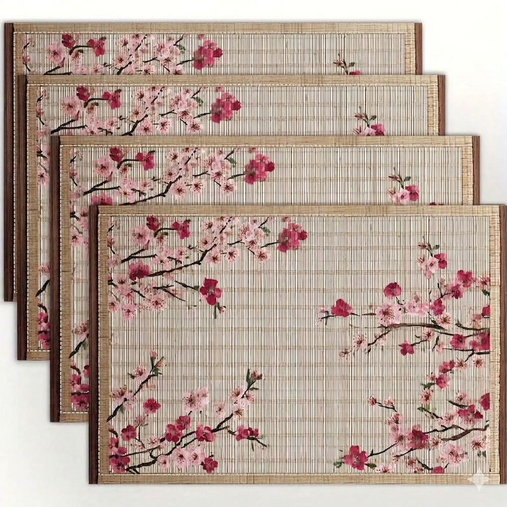 Skopje Japanese Style Floral Linen Placemat