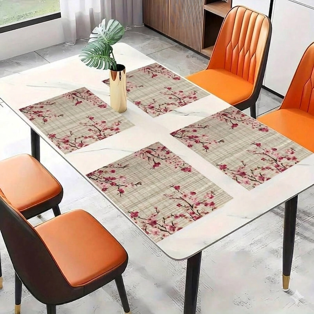 Skopje Japanese Style Floral Linen Placemat