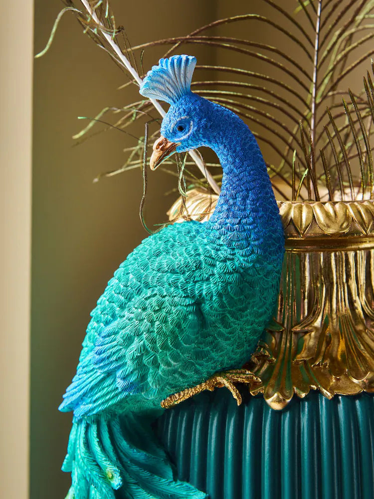 Teal Peacock Decorative Vase