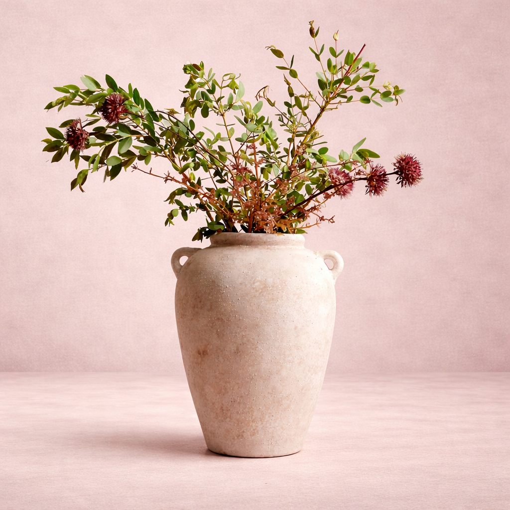 Rustic Terracotta Vase with Handle