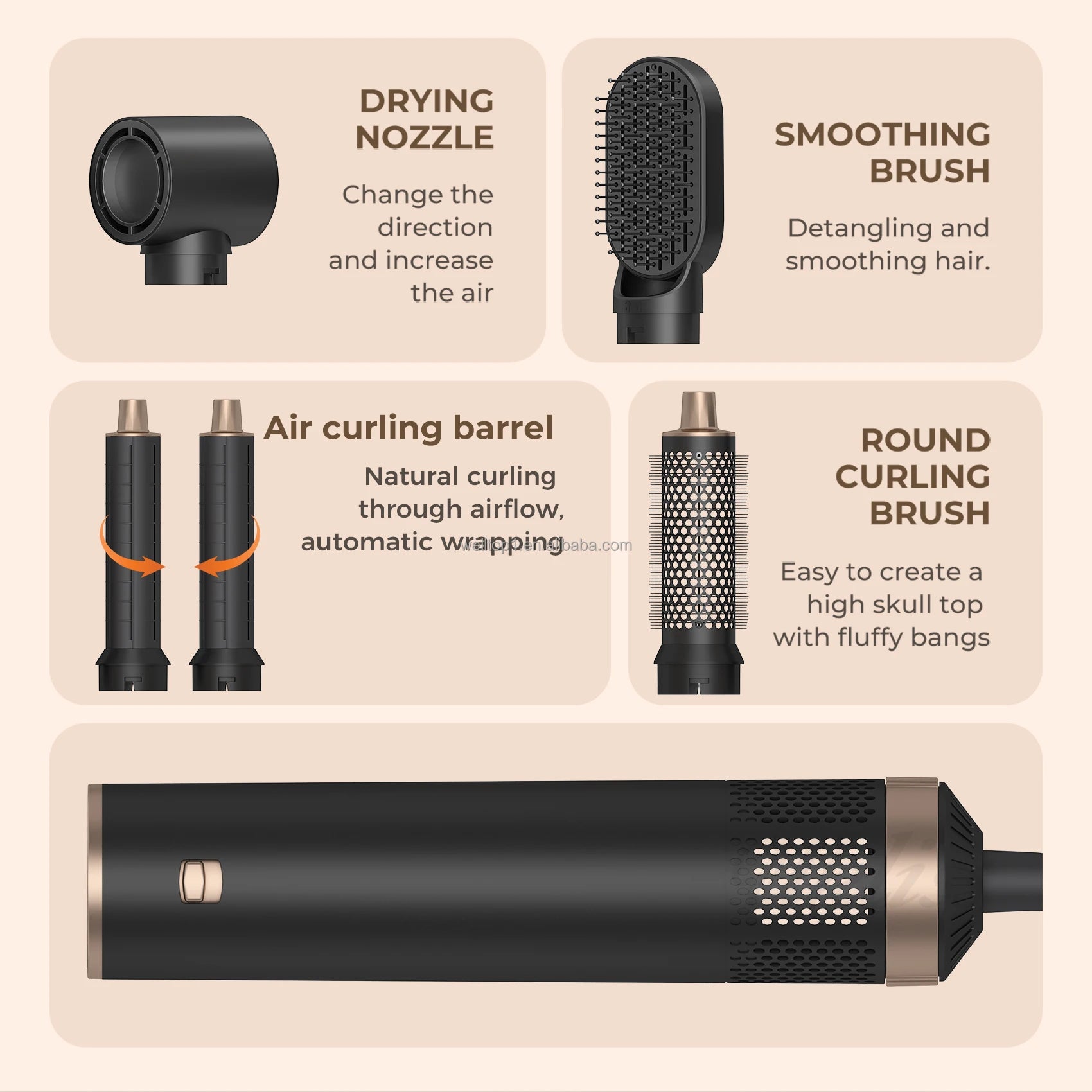 Nicole 5-in-1 Air Styler | Multi-Attachment Hair Styling System