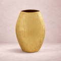 Textured Gold Oval Vase - Modern Brushed Finish Decorative Vessel