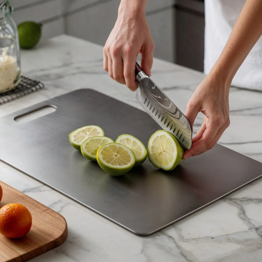 Sora Titanium Cutting Board | Professional Grade Metal Prep Surface